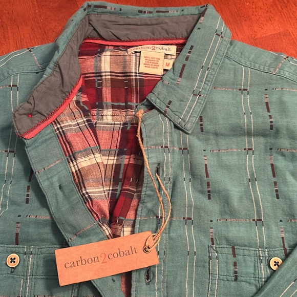 Carbon 2 Cobalt, NWT long sleeved cotton casual shirt, perfect NEW condition - Picture 6 of 7